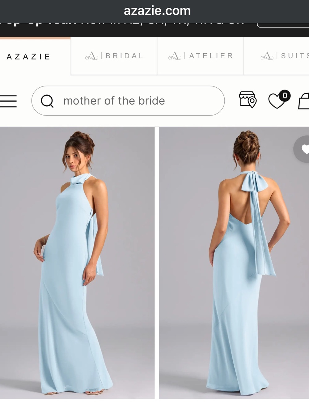 Azazie Sky Blue High-Neck Gown